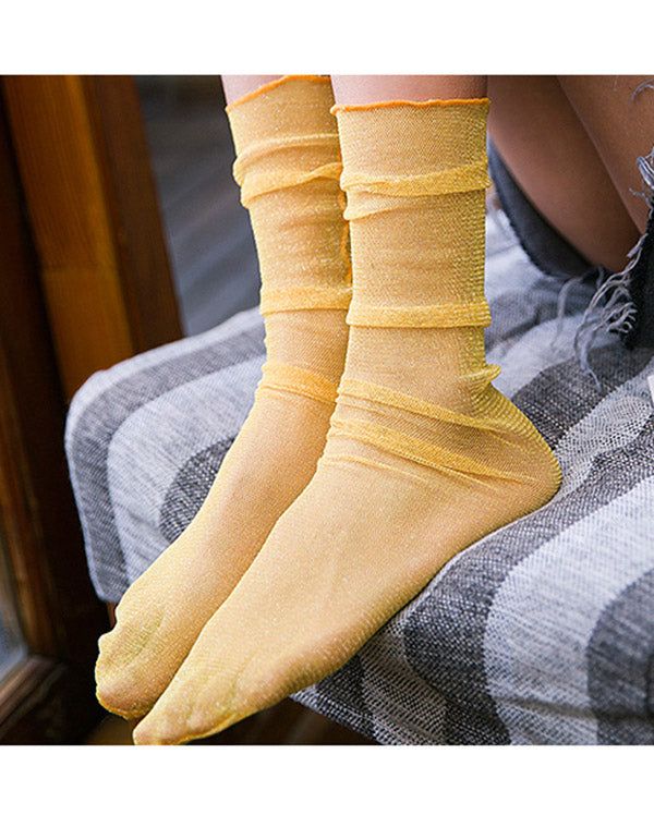 3 Paar Gold-silber-röhren-spitzensocken Für Damen