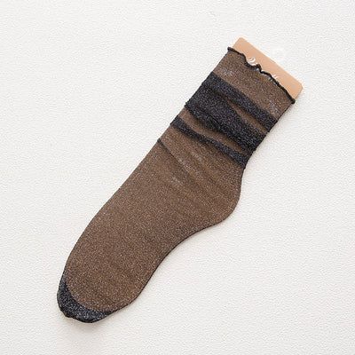 3 Paar Gold-silber-röhren-spitzensocken Für Damen