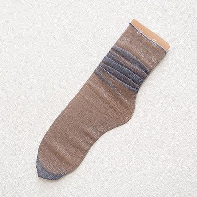 3 Paar Gold-silber-röhren-spitzensocken Für Damen