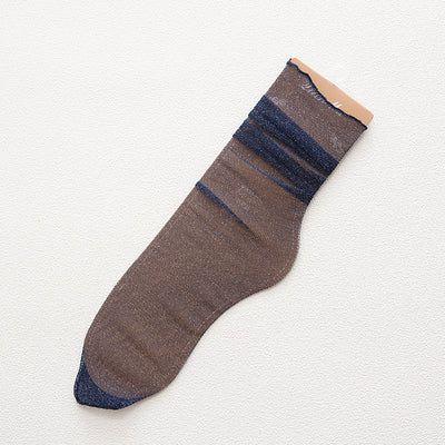 3 Paar Gold-silber-röhren-spitzensocken Für Damen