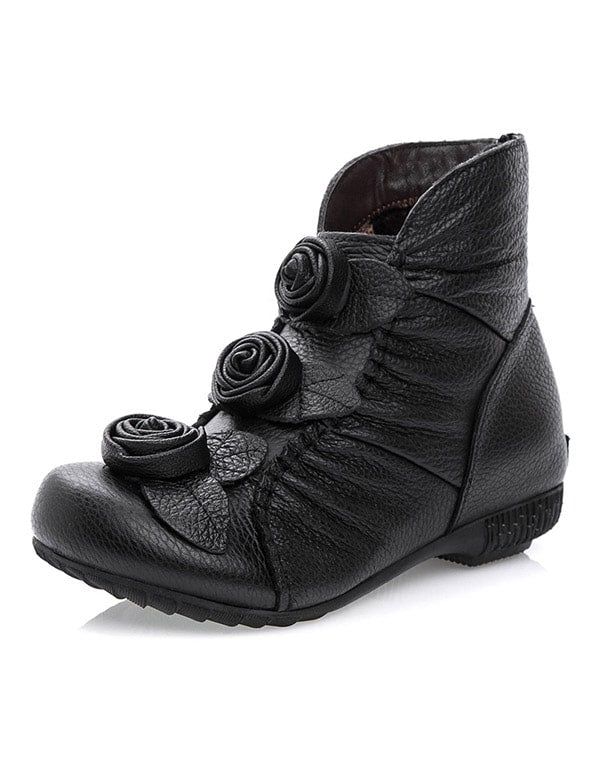 Bequeme Retro-stiefel Mit Handgefertigten Ethnischen Blumen