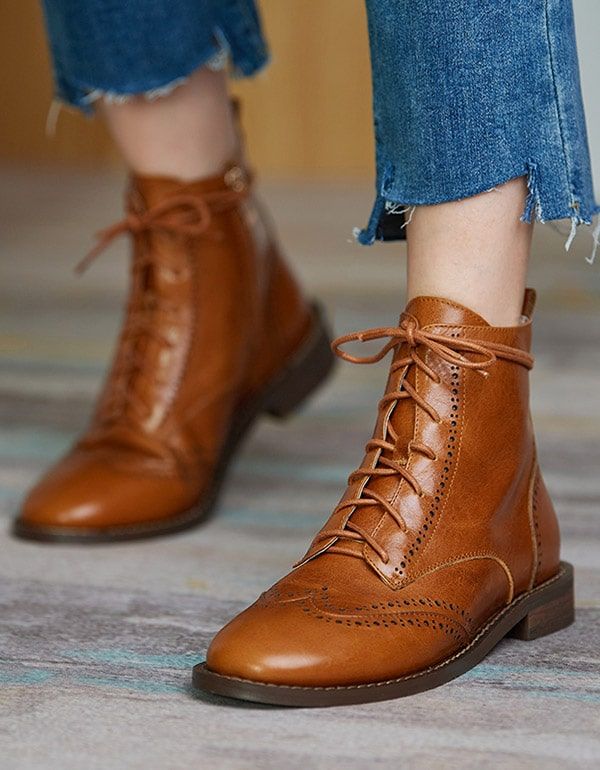 Britischer Stil Handgefertigte Vintage Schnür-oxford-stiefel