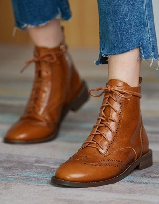 Britischer Stil Handgefertigte Vintage Schnür-oxford-stiefel