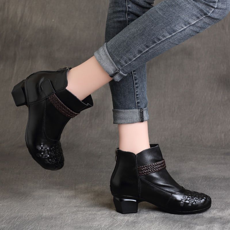 Chunky Boots Mit Quadratischem Kopf Und Wasserdichter Plateausohle