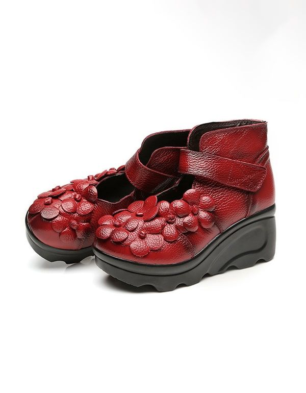 Ethno-stil Blumen Retro Schuhe Mit Keilabsatz