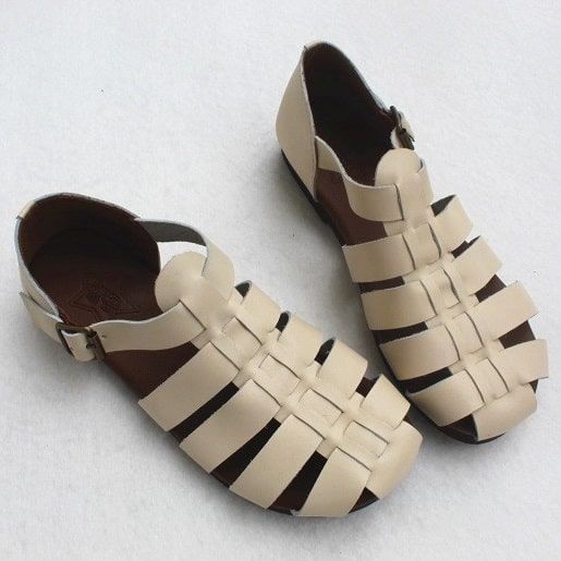 Flache Sandalen Mit Riemchen Im Vintage-stil | 35-41