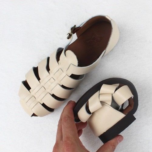 Flache Sandalen Mit Riemchen Im Vintage-stil | 35-41