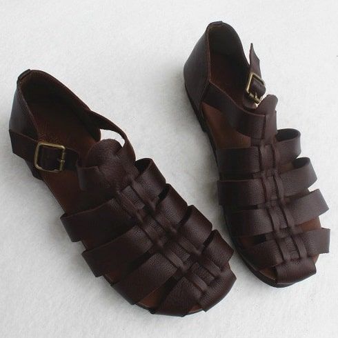 Flache Sandalen Mit Riemchen Im Vintage-stil | 35-41