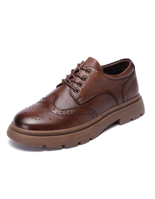 Frühlings-retro-oxford-schnürschuhe Aus Leder