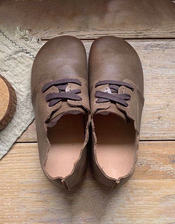 Handgefertigte Flache Retro-schuhe Aus Weichem Leder