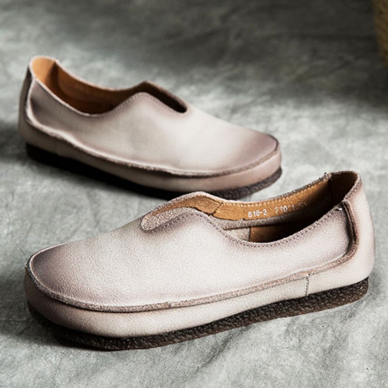 Handgefertigte Flache Retro-slipper Aus Weichem Leder