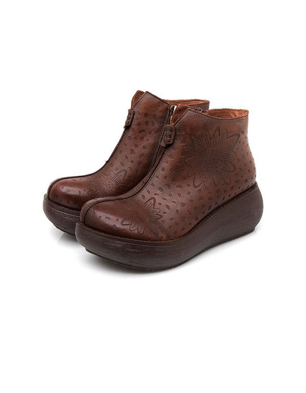 Handgefertigte Geschnitzte Hohle Retro-keilstiefel