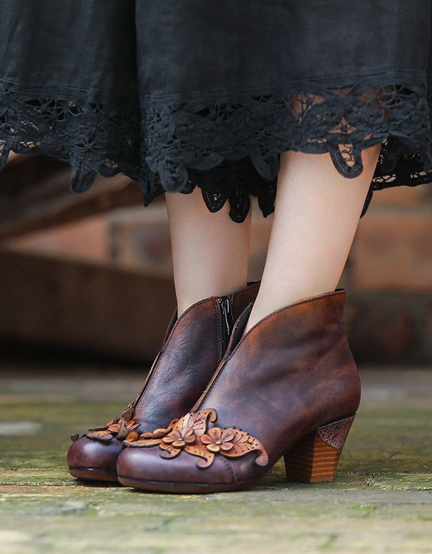 Handgemachte Blumen Vintage Chunky Heels