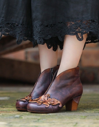 Handgemachte Blumen Vintage Chunky Heels