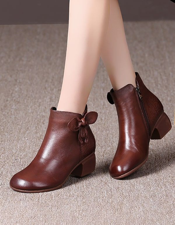 Herbst Bowknot Handmade Retro Chunky Boots