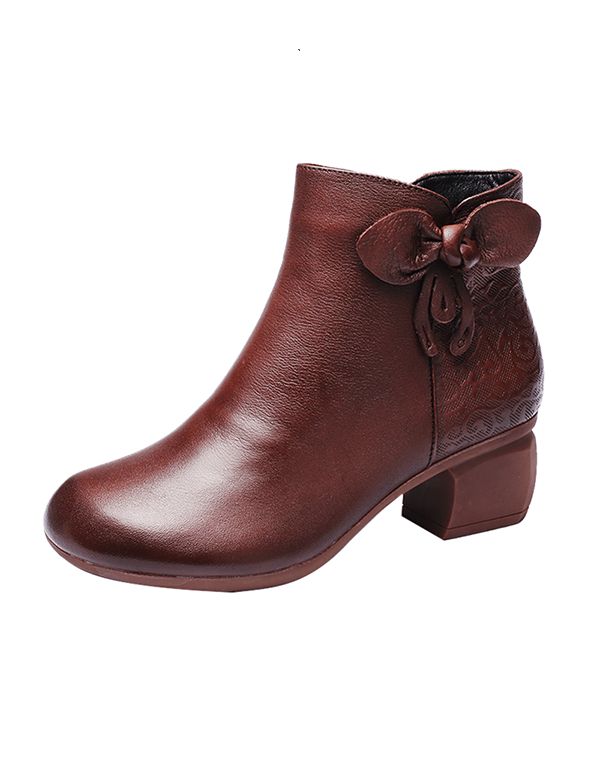 Herbst Bowknot Handmade Retro Chunky Boots