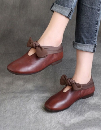 Herbst Retro Leder Handgefertigte Flache Schuhe