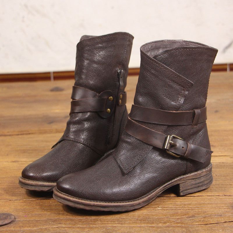 Herbst-winter-retro-schnallen-motorradstiefel