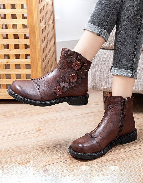 Herbst-winter-runder Kopf Ethnische Retro-stiefel