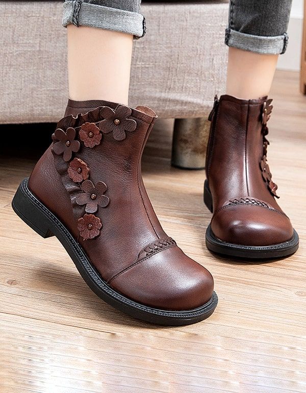 Herbst-winter-runder Kopf Ethnische Retro-stiefel