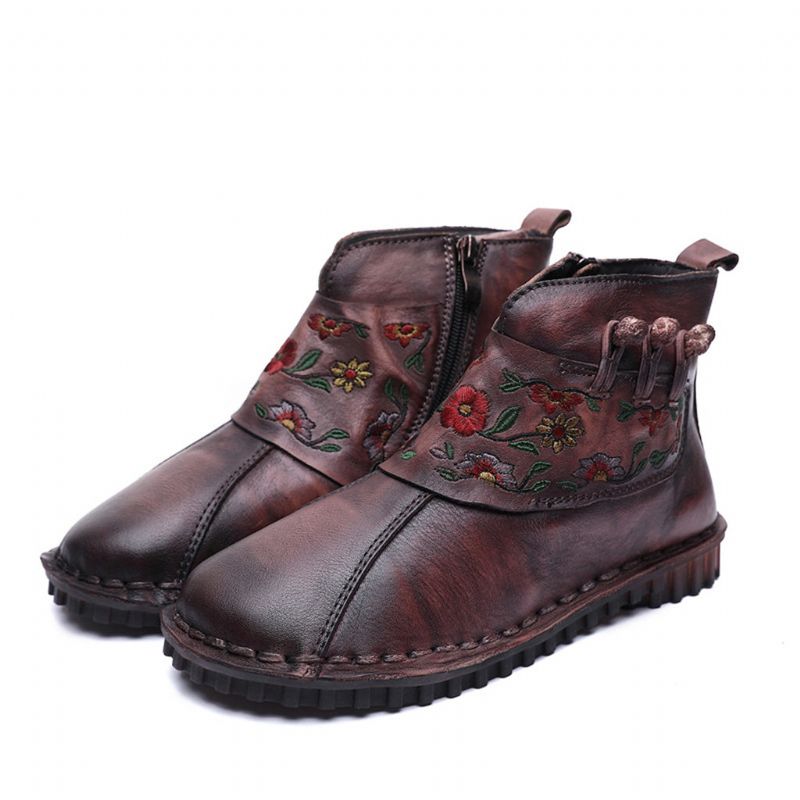 Lässige Leder Retro Flache Kurze Stiefel | Geschenk Schuhe