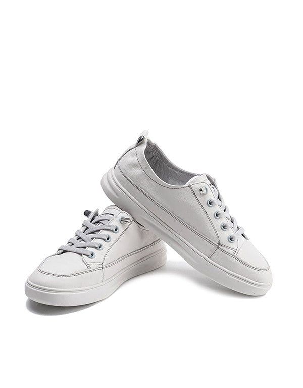 Lässige Ledersneaker Für Damen Weiß