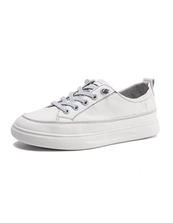 Lässige Ledersneaker Für Damen Weiß