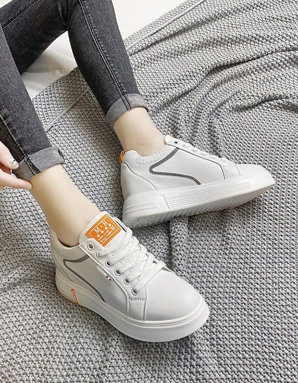 Lässige Weiße Ledersneaker Für Damen