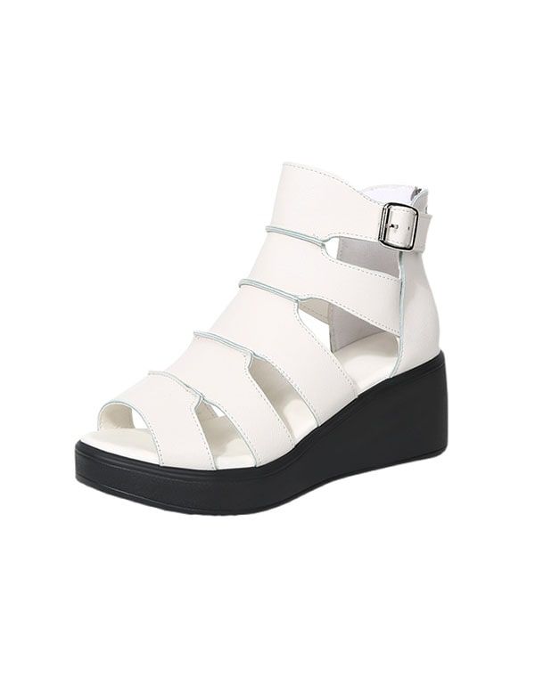 Neue Retro-leder-knöchelriemen-sandalen Für Damen