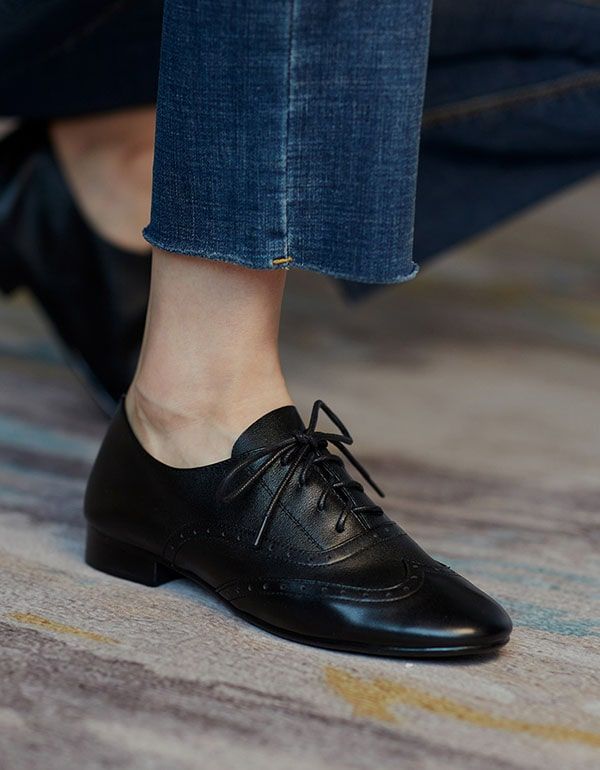 Oxford-schuhe Im Britischen Stil Aus Weichem Leder Für Damen