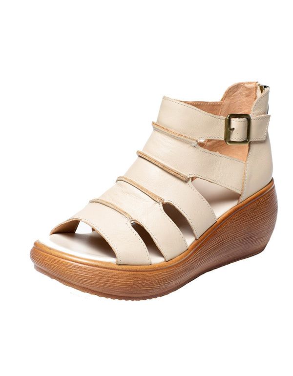 Retro-ledersandalen Mit Knöchelriemchen Für Damen