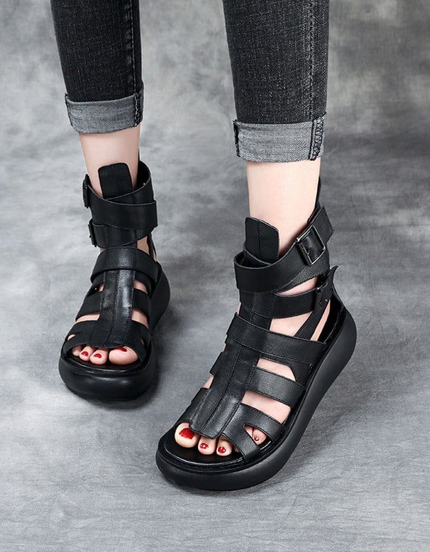 Sandalen Mit Kreuzriemen Sommerstiefel Schwarz