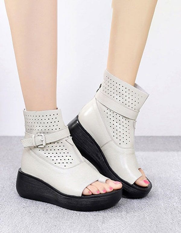 Slip Toe Plateau Sommerstiefel Sandalen