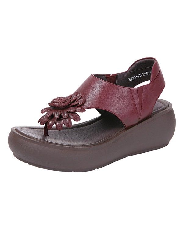 Sommer-flip-flop-sandalen Aus Leder Im Retro-stil