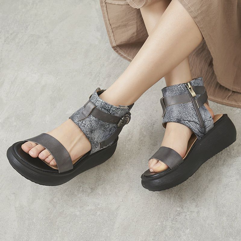 Sommer-frauen-leder-plateau-sandalen