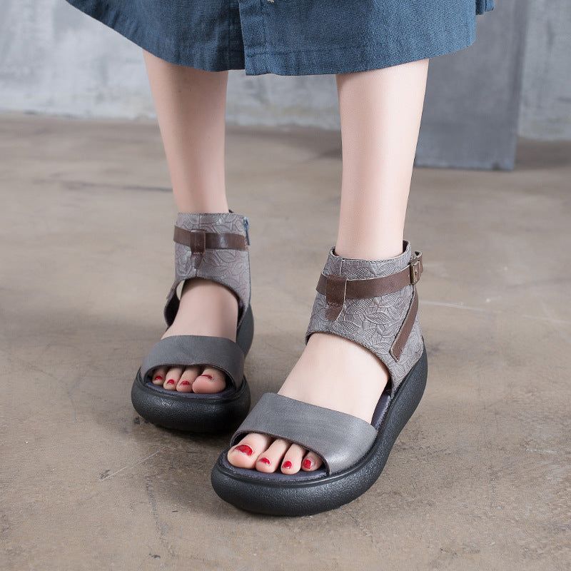 Sommer-frauen-leder-plateau-sandalen