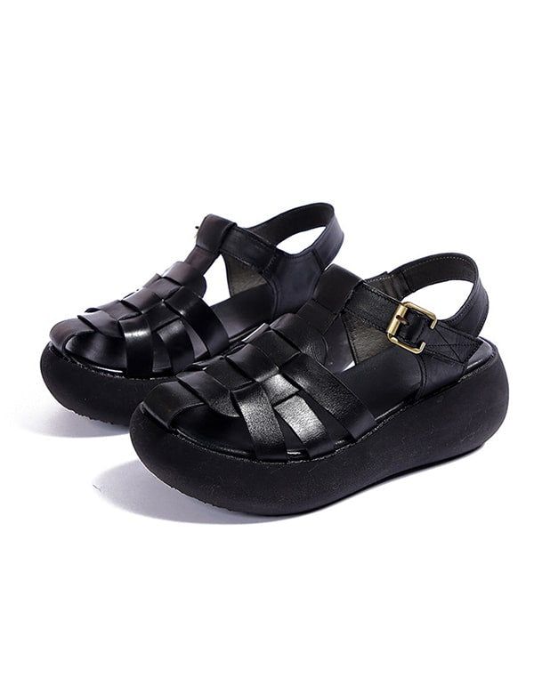 Sommerliche Gewebte Retro-sandalen Mit Keilabsatz Slingback