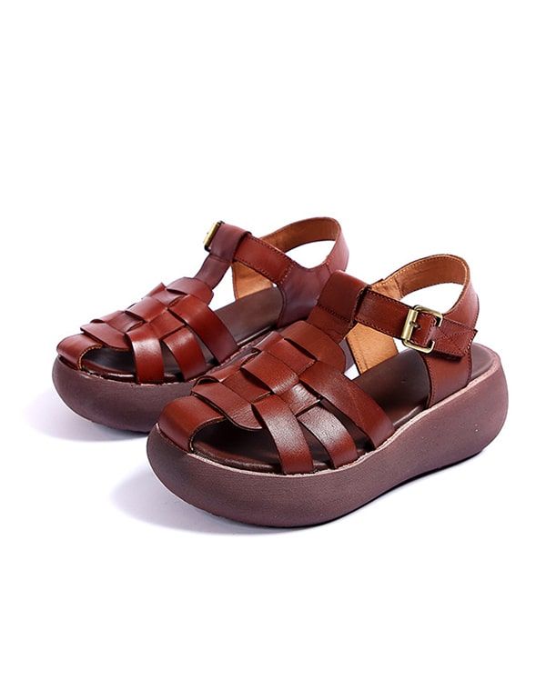 Sommerliche Gewebte Retro-sandalen Mit Keilabsatz Slingback