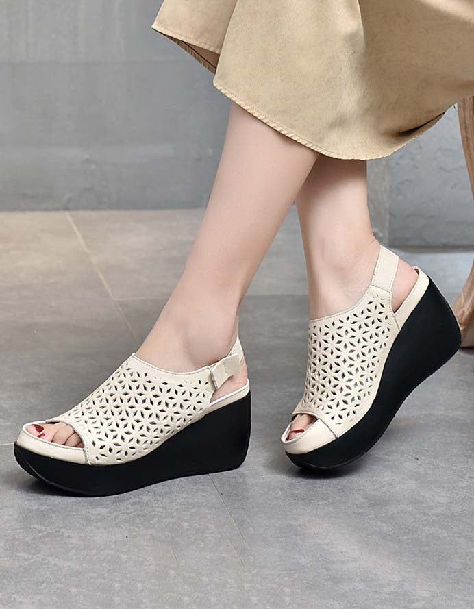 Summer Hollow Retro Slingback Wedges Sandalen