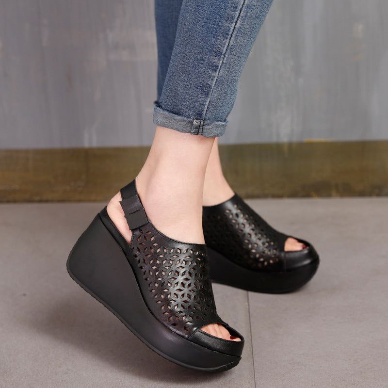 Summer Hollow Retro Slingback Wedges Sandalen