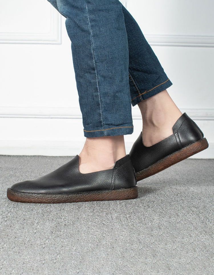 Weiche Leder-slipper Im Retro-stil Aus Leder Für Herren