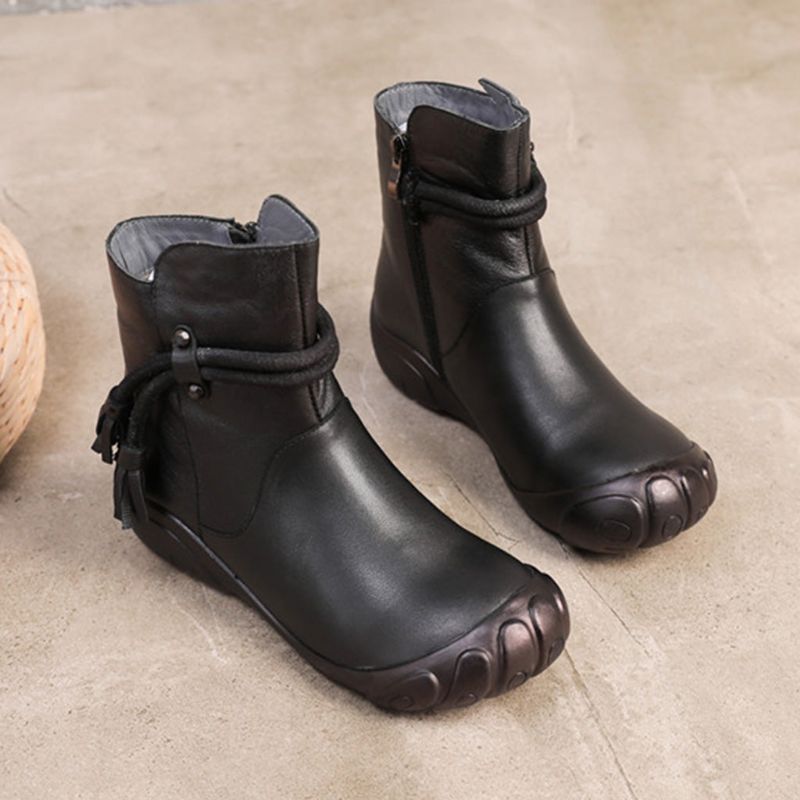 Winterliche Handgefertigte Retro-schnürstiefel Aus Leder