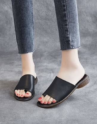 Bequeme Sommer-lederpantoffeln Mit Slip Toe