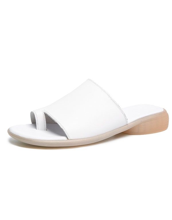 Bequeme Sommer-lederpantoffeln Mit Slip Toe