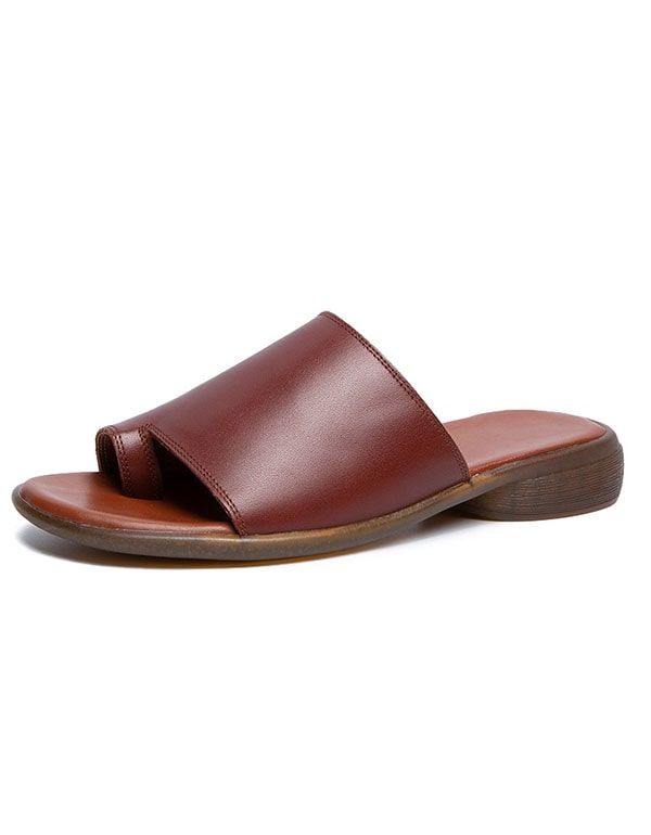 Bequeme Sommer-lederpantoffeln Mit Slip Toe