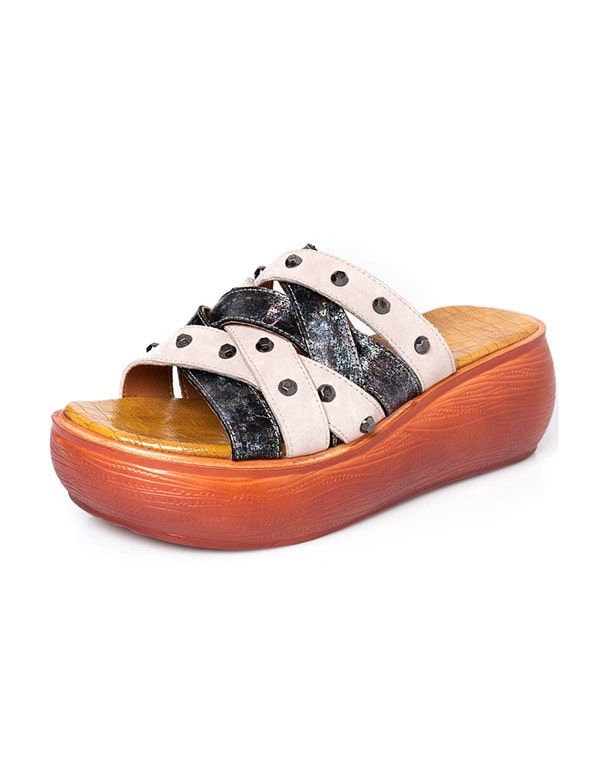 Damen-sommerschuhe Mit Rivet-plateau