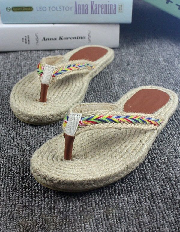 Handgemachte Gewebte Flip Flops Strand Sommer Hausschuhe