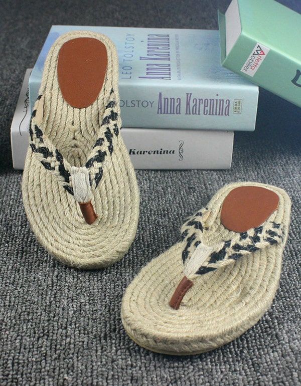 Handgemachte Gewebte Flip Flops Strand Sommer Hausschuhe