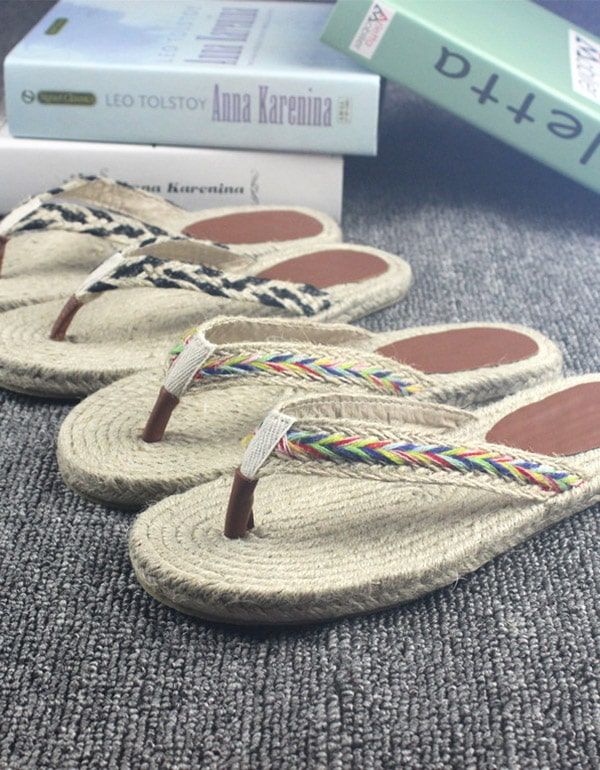 Handgemachte Gewebte Flip Flops Strand Sommer Hausschuhe