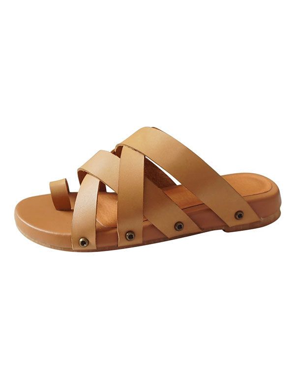 Hausgemachte Flip-flops Aus Leder Für Den Sommer